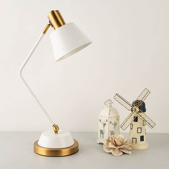Nordic Simple Cone Shade Bend Arm 1-Light Table Lamp