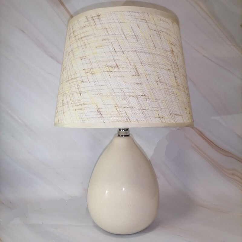 Nordic White Fabric Oval Ceramic Base 1-Light Table Lamp