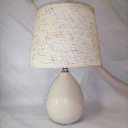Nordic White Fabric Oval Ceramic Base 1-Light Table Lamp