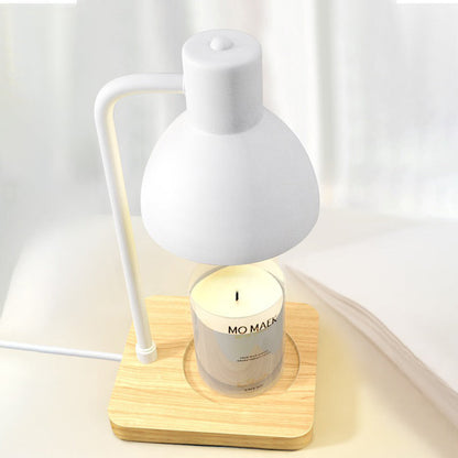 Contemporary Scandinavian Dome Shade Square Wood Base 1-Light Melting Wax Table Lamp For Bedroom