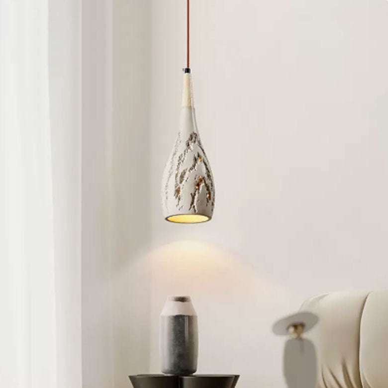 Contemporary Retro Conical High Mixed Clay 1-Light Pendant Light For Bedroom