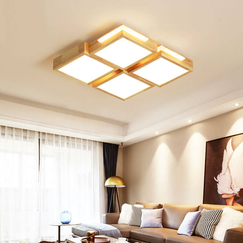 مصباح LED مربع بسيط من الخشب الصلب بتصميم نورديك 