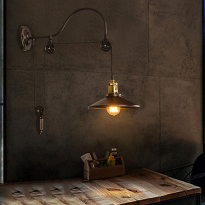 Contemporary Industrial Iron Round 1-Light Wall Sconce Lamp For Hallway