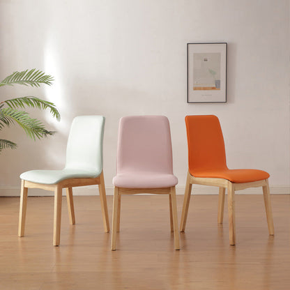 Contemporary Nordic Square Faux Leather Wood Frame Dining Chair Backrest For Dining Room