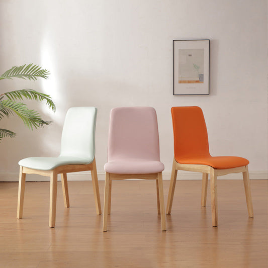 Contemporary Nordic Square Faux Leather Wood Frame Dining Chair Backrest For Dining Room