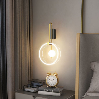 مصباح حائط LED دائري من الأكريليك بتصميم عصري بسيط بجانب السرير 