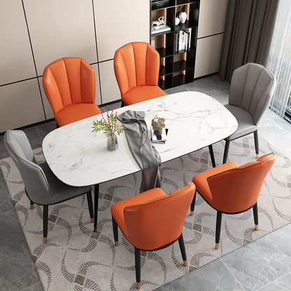 Modern Luxury Artificial Leather Carbon Steel Sponge Square Shell Dining Chair Backrest For Dining Room