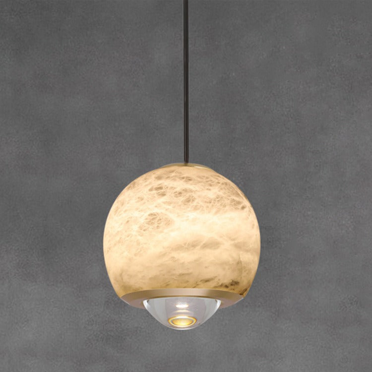 Contemporary Scandinavian Brass Aluminum Marble Ball LED Pendant Light For Bedside