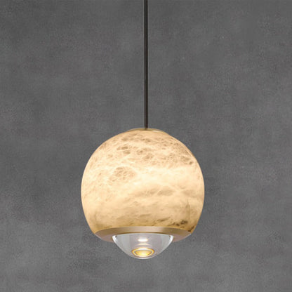 Contemporary Scandinavian Brass Aluminum Marble Ball LED Pendant Light For Bedside