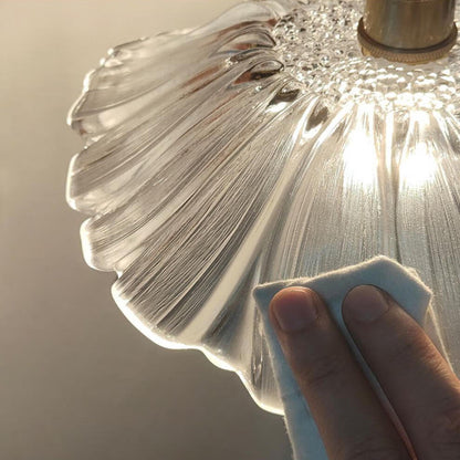 Contemporary Luxury Flower Copper Glass 1-Light Semi-Flush Mount Ceiling Light For Hallway