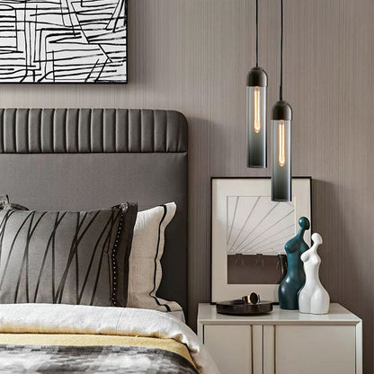 Modern Simplicity Glass Cylinder Shade 1-Light Pendant Light For Dining Room