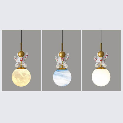 Nordic Minimalist Children's Astronaut 1-Light Pendant Light