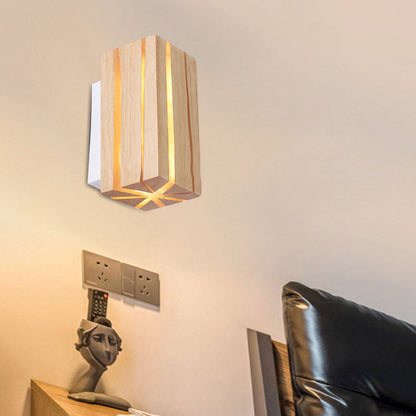 مصباح حائط LED بتصميم هندسي مكعبي حديث بسيط مع حبيبات خشبية متصدعة لغرفة المعيشة 