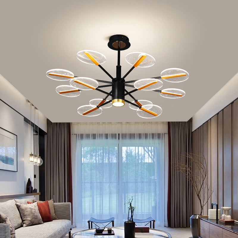 Contemporary Scandinavian Branch Round Iron Acrylic LED Chandelier For Living Room