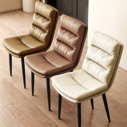 Modern Minimalist Rectangular Microfiber Leather Carbon Steel Dining Chair Backrest Armless For Dining Room