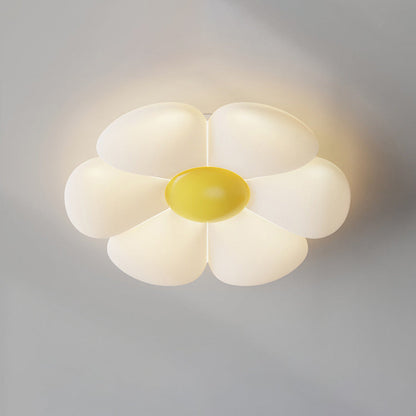 Contemporary Creative Daisy Flower PE Iron LED Flush Mount Ceiling Light For Bedroom