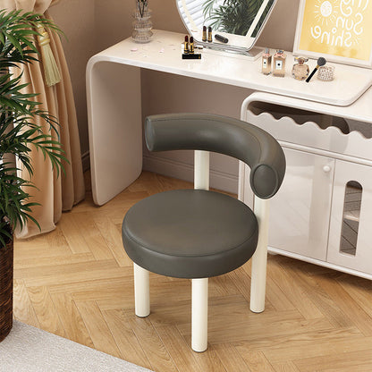 Contemporary Nordic Round Artificial Leather Iron Frame Vanity Stool Arc Back For Bedroom