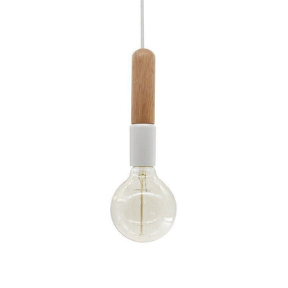 Nordic Minimalist Solid Wood Cylinder Top 1-Light Pendant Light