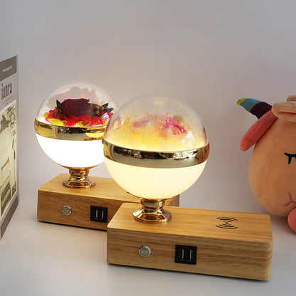 Creative Permanent Flower Night Light Smart Bluetooth Speaker LED Wireless Rechargeable Table Lamp