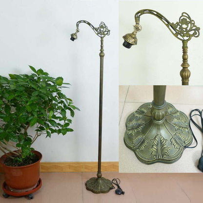 Traditional Tiffany Stained Glass Petal Shade 1-Light Standing Floor Lamp For Home Office