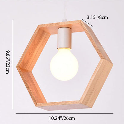 Modern Simplicity Wood Geometrical Shape 1-Light Pendant Light For Living Room