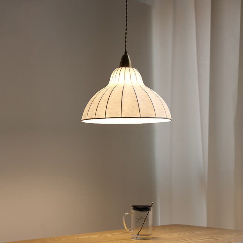 Japanese Minimalist Silk Dome 1-Light Pendant Light