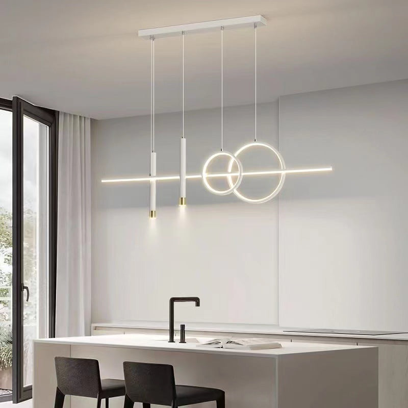 ثريا جزيرة LED مصنوعة من شريط سيليكون حديدي بتصميم عصري بسيط لغرفة الطعام 