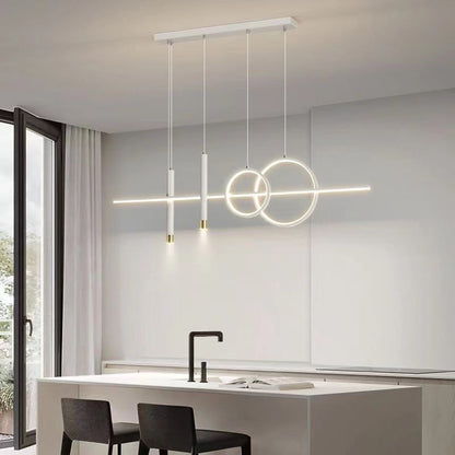 ثريا جزيرة LED مصنوعة من شريط سيليكون حديدي بتصميم عصري بسيط لغرفة الطعام 