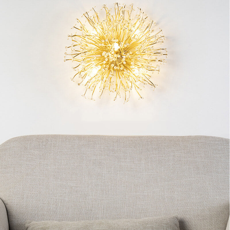 Modern Luxury Crystal Dandelion Aluminum 4-Light Wall Sconce Lamp
