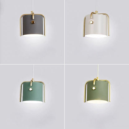 Contemporary Scandinavian Macaron Cylinder Iron 1-Light Pendant Light For Bedroom