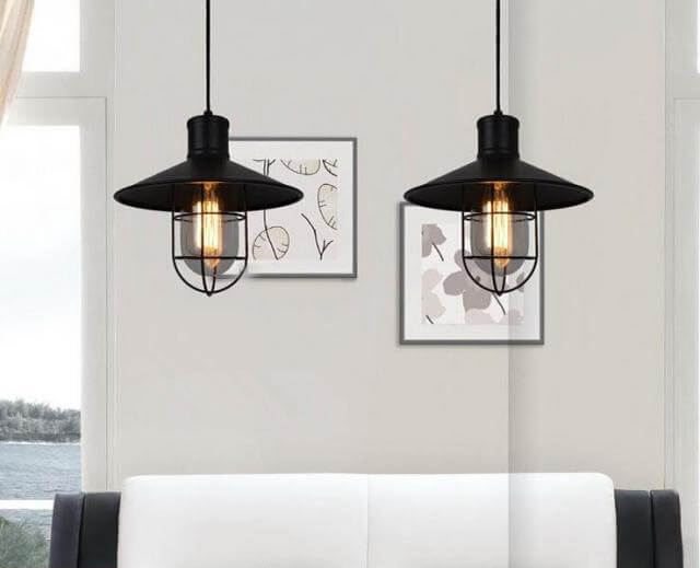 Black Cage Iron Lampshade 1-Light Single Bell Pendant Light
