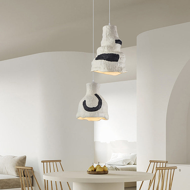 Contemporary Nordic Polystyrene Pudding Moon 1-Light Pendant Light For Dining Room