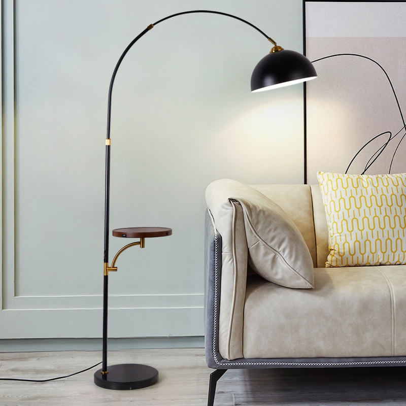 Nordic Pleated Marble Solid Wooden Shelf 1-Light Standing Floor Lamp