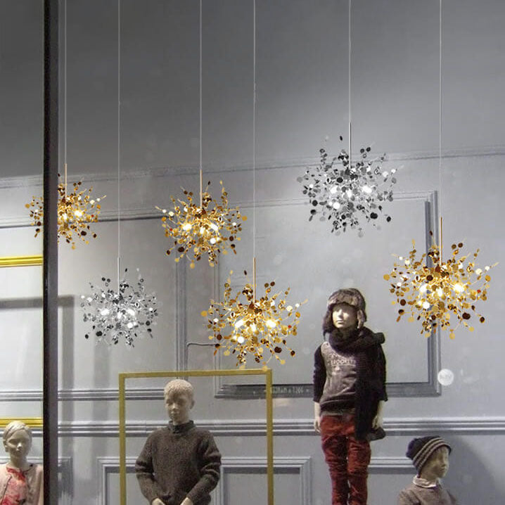 Contemporary Nordic Creative Art Stainless Steel 3-Light Chandelier For Living Room