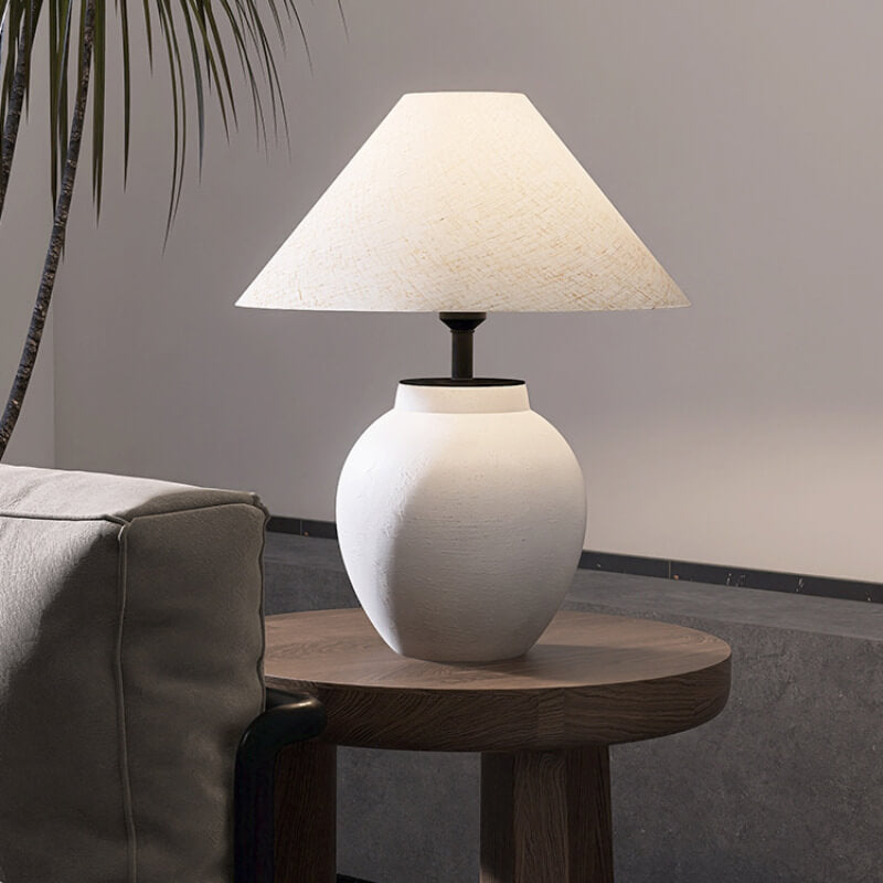 Modern Japanese Metal Ceramic Pot 1-Light Table Lamp