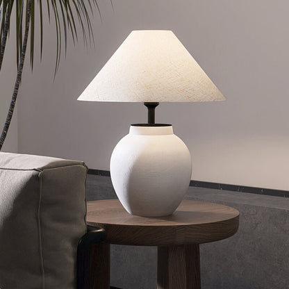 Modern Japanese Metal Ceramic Pot 1-Light Table Lamp