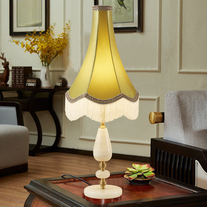 French Retro Court Tassel Copper 1-Light Table Lamp