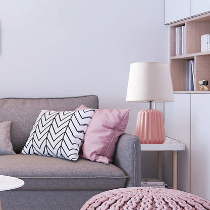 Nordic Macaron Ceramic Fabric 1-Light Table Lamp