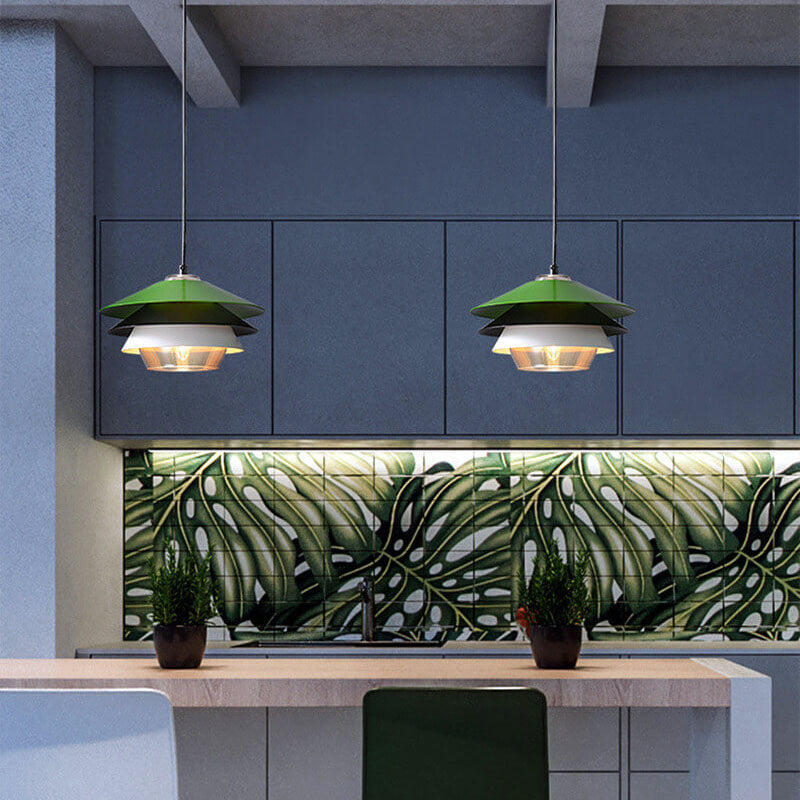 مصباح معلق متعدد الطبقات من الحديد بتصميم قبة بسيط من Nordic Simplicity، مصباح واحد 