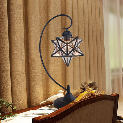 Contemporary Creative Pentagram Iron Glass 1-Light Table Lamp For Bedroom