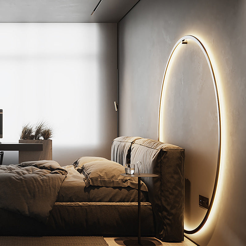 مصباح حائط LED دائري من الأكريليك والألومنيوم بتصميم عصري بسيط لغرفة النوم 