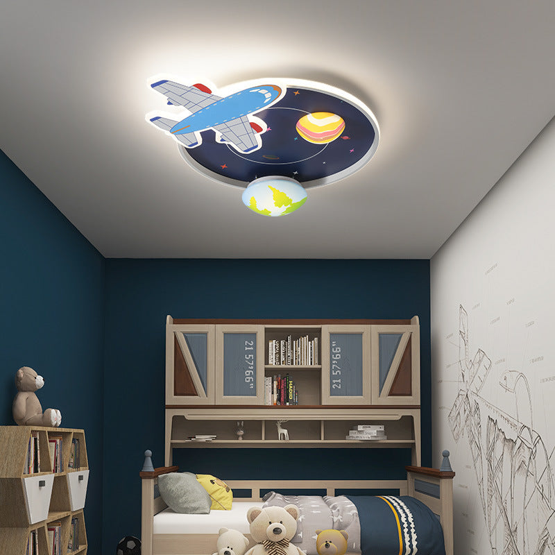 Cartoon Creative Aircraft Space LED Kids Flush Mount Ceiling Light