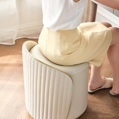 Modern Minimalist Cylinder Iron Nappa Leather Vanity Stool Backrest For Bedroom