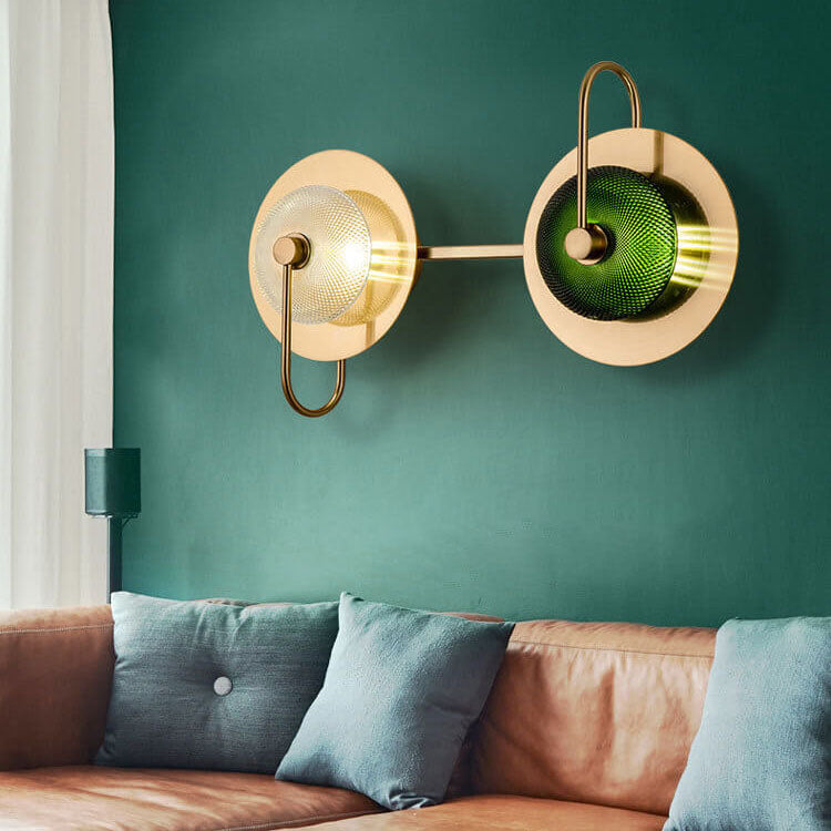 مصباح حائط LED دائري فاخر من Nordic Light مصنوع من المعدن والزجاج 