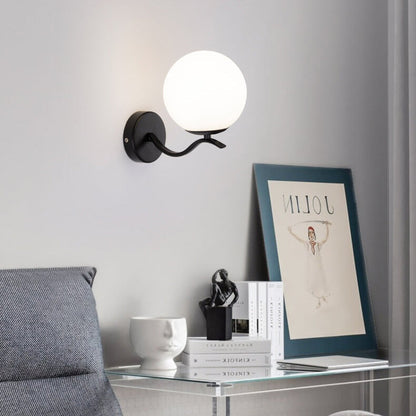 Luxury Iron Bracket Spherical Glass Lampshade 1-Light Wall Sconce Lamp