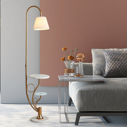 Modern Minimalist Marble Table Iron Linen Glass 1-Light Standing Floor Lamp