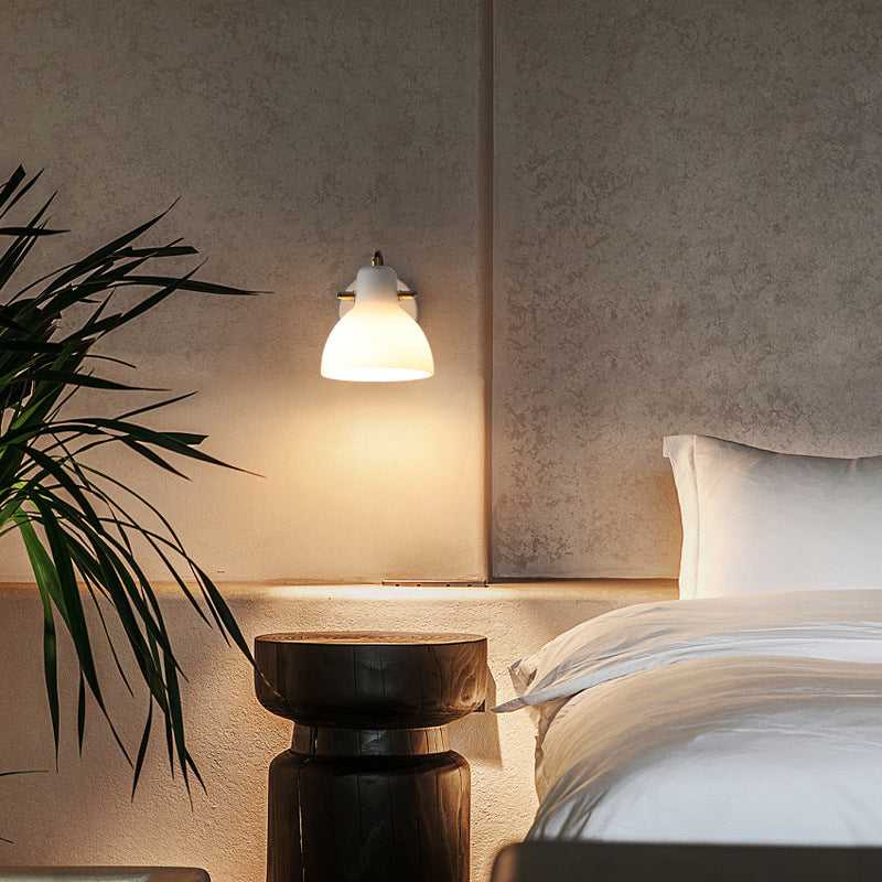 Modern Simplicity Iron Glass Dome Hemispheroid 1-Light Wall Sconce Lamp For Bedside