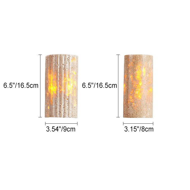 Japanese Wabi-sabi Yellow Travertine Half-Cylinder LED Wall Sconce Lamp