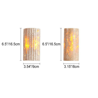 Japanese Wabi-sabi Yellow Travertine Half-Cylinder LED Wall Sconce Lamp