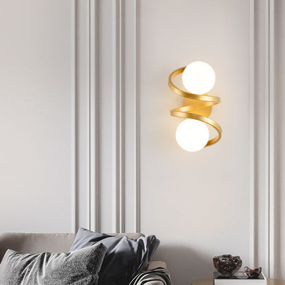 Modern Minimalist Round Ball Iron Glass 2-Light Wall Sconce Lamp